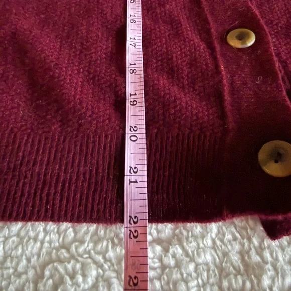 Free People Lila Waffle Knit Cashmere Cardigan Cherry Red Button Large - Picture 6 of 8